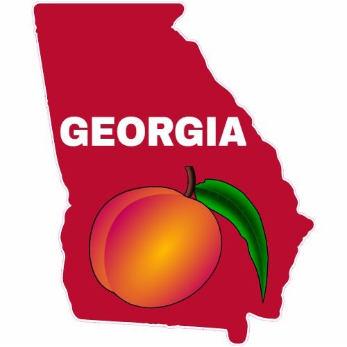 U.S. Custom Stickers Georgia Peach Red State Shaped Sticker 4 inch