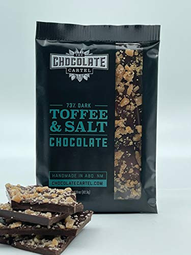Chocolate Cartel Toffee  and  Salt Dark Chocolate Bar 2.9 Ounce Made in Small Batches Gluten Free