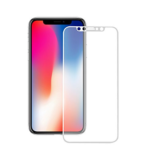 iPhone X Screen Protector, 0.33mm Ultra Thin Tempered Glass Screen Protector 9H Hardness, Anti-Scratch, Anti-Fingerprint, Bubble Free for Apple iPhone X - White