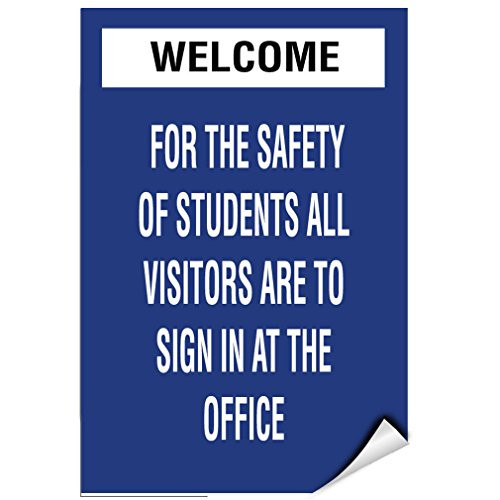 Welcome Visitors Sign At Office For Students Safety LABEL DECAL STICKER Sticks to Any Surface