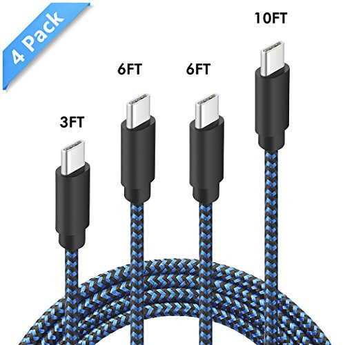 Besiva USB C Cable 4 Pack [ 3FT, 6FT, 6FT, 10FT ] USB Type C to USB A Cable Nylon Braided Fast Charger Cord For Samsung Note 8, Galaxy S8/S9, Apple New Macbook, Nexus 6P 5X, Google Pixel, LG G5 G6