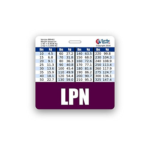 LPN Badge Buddy Horizontal w Height  and  Weight Conversion Charts  Purple