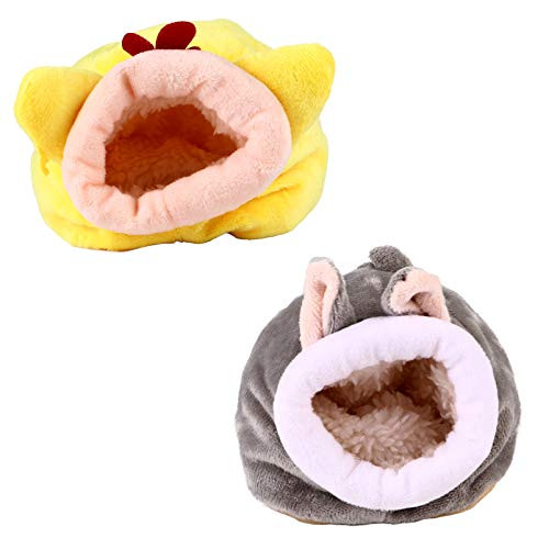 Balacoo 2 Pcs Hamster Warm Bed House Hamster Plush Nest Hut Cage Sleeping Bed for Mini Small Animal Mice Sugar Glider Chinchilla Dwraf