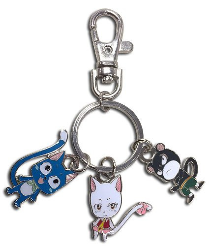 Great Eastern Entertainment Fairy Tail-Happy, Carla and Lily Metal Anime Keychain
