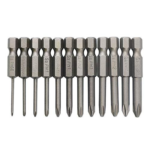 Nxtop 12Pcs Hex Shank Magnetic Phillips Cross Screwdriver Bits 50mm 1 4 Inch