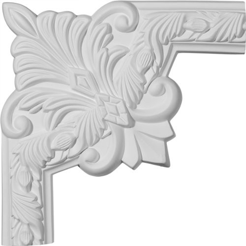 Ekena Millwork Milton Running Leaf II PML10X10MI-2 Panel Corner  Matches Moulding PML02X00MI  10 inchW x 10 inchH Factory Primed