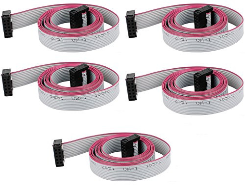 Yohii 5Pcs 2.54mm Pitch 2 Row 10 Pins Female to Female IDC Connector Flat Ribbon Cable Long 1M/39.37Inch