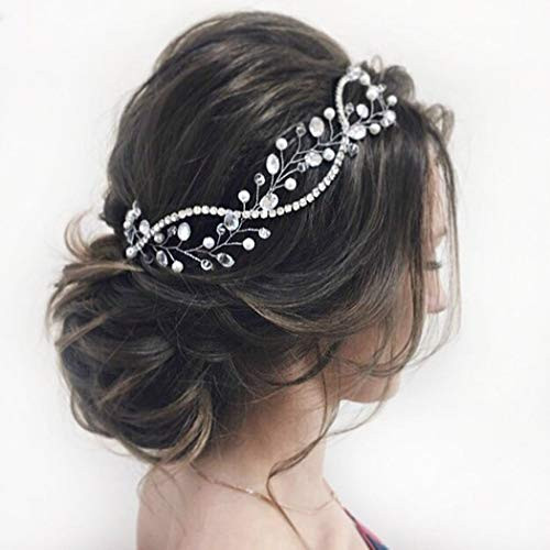 Unicra Bride Wedding Hair Vine Bridal SIlver Hair Piece Rhinestone Headband Crystal Hair Accessories for Women and Girls