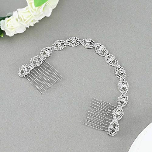 Unsutuo Crystal Bride Wedding Hair Comb Silver Bridal Hair Accessories Rhinestone Headpieces for Women and Girls Unsutuo Crystal Bride Wedding Hair Comb Silver Bridal Hair Accessories Rhinestone Headpieces for Women and Girls