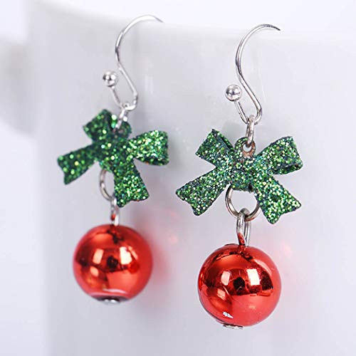 Awanka Christmas Earrings Ornament Dangle Earring Christmas Bowknot with Red Ball Jewelry for Women and Girls Awanka Christmas Earrings Ornament Dangle Earring Christmas Bowknot with Red Ball Jewelry for Women and Girls