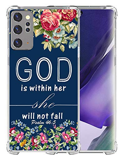 Note 20 Ultra Plus Case  and  MUQR Gel Slim Drop Proof Heavy Duty Protection Cover Compatible with Samsung Galaxy Note 20 Ultra  Plus  5G  and  Christian Bible Sayings God is Within Her She Will Not Fall