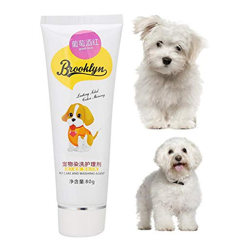 80g Pet DIY Hair Dye Cream Pets Hair Dye Coloring Cream Temporary Dog Cat Hair Dyeing Tool Non-Toxic Hypoallergenic for Hair Grooming and Vivid Color Wine Red