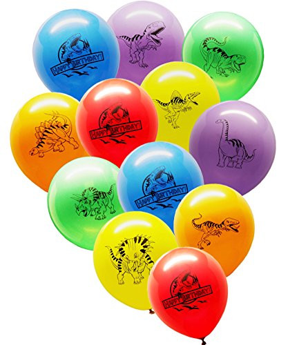 Gypsy Jade's Dinosaur World Jurassic Style Birthday Balloons - Party Pack - 30 Large 12" Latex Balloons in Assorted Colors