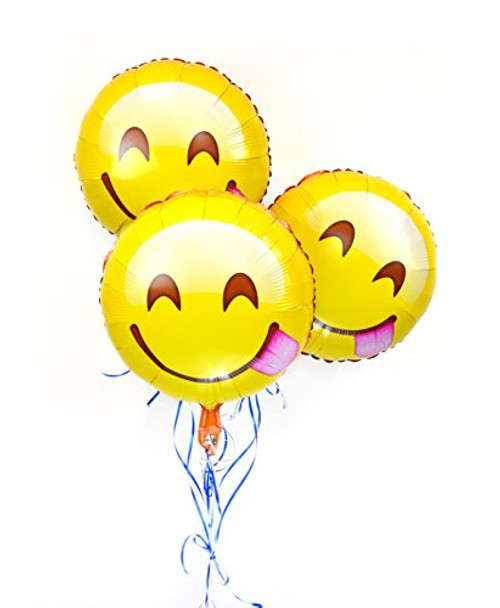 I EM JI Emoji Balloons Face Side Tongue Out 18 inch Foil Balloons  3-Pack