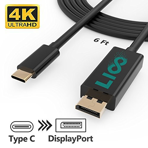 USB-C to DisplayPort Adapter Cable, (Thunderbolt 3 Compatible) LIOOTECH Type C USB 3.1 Male to DP Male 4K Cable for 2017 MacBook, 2016 MacBook Pro, ChromeBook, Pixel 6ft