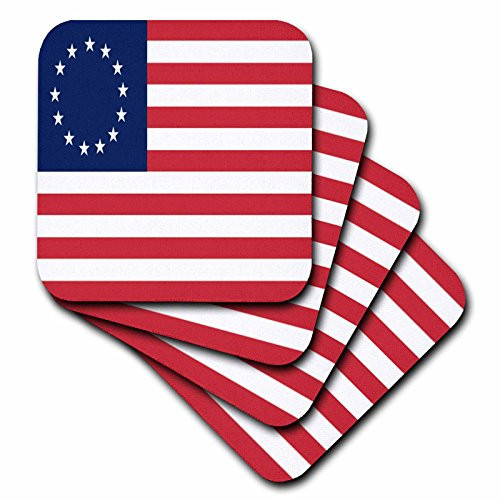 3dRose cst_50163_1 13 Colonies Betsy Ross Flag Soft Coasters, Set of 4
