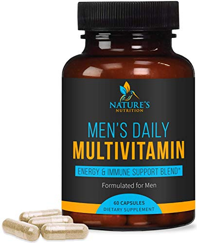 Multivitamin for Men Extra Strength Daily Multi Vitamin with Vitamins A C D E B1 Plus Zinc - Made in USA - Best Natural Supplement for Energy and General Health - Non GMO - 60 Capsules