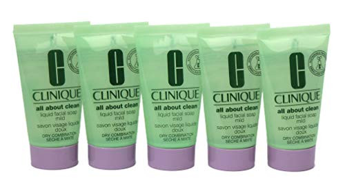 Pack of 5 x Clinique All About Clean Liquid Facial Soap Mild 1 oz each Sample Size Unboxed Pack of 5 x Clinique All About Clean Liquid Facial Soap Mild 1 oz each Sample Size Unboxed