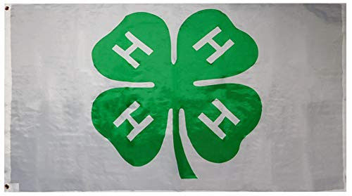 Trade Winds 4-H Club Clover White 3x5 3x5 Premium Quality Heavy Duty Fade Resistant 68D Rough Tex Woven Poly Nylon Flag Banner