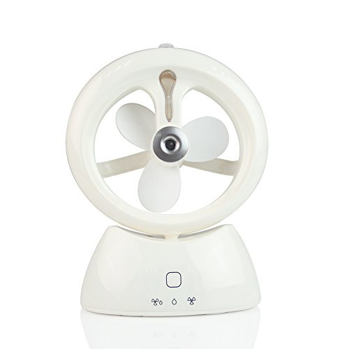 Misting Fan, Mini USB Water Spray Desk Fan Humidifier Mist Rechargeable Portable Personal Cooling Mist Humidifier Fan Air (White)