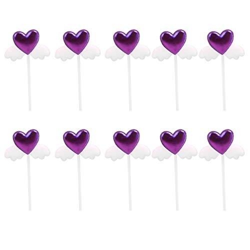 NUOBESTY 10pcs Angel Wings Heart Cupcake Picks Birthday Cake Toppers Appetizer Picks Dessert Decoration for Wedding Valentines Day Engagement Party Random Color NUOBESTY 10pcs Angel Wings Heart Cupcake Picks Birthday Cake Toppers Appetizer Picks Dessert Decoration for Wedding Valentines Day Engagement Party Random Color