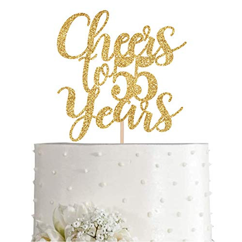 Gold Glitter Cheers to 55 years cake topper Gold Happy 55th Birthday Cake Topper Birthday Party Decorations Supplies