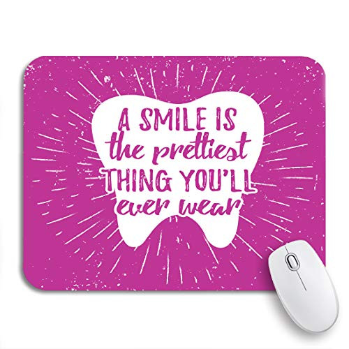Adowyee Gaming Mouse Pad Dental Care Motivational Dentist Day Lettering on Tooth Shape 9.5 inchx7.9 inch Nonslip Rubber Backing Mousepad for Notebooks Computers Mouse Mats