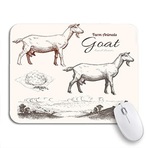 Adowyee Gaming Mouse Pad Vintage Goat Animal Husbandry Chease and Countryside in 9.5 inchx7.9 inch Nonslip Rubber Backing Computer Mousepad for Notebooks Mouse Mats