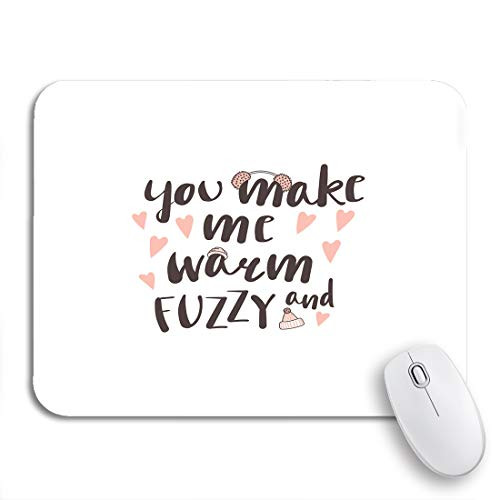 Adowyee Gaming Mouse Pad You Make Me Warm and Fuzzy Fluffy Pink Earmuffs 9.5 inchx7.9 inch Nonslip Rubber Backing Computer Mousepad for Notebooks Mouse Mats