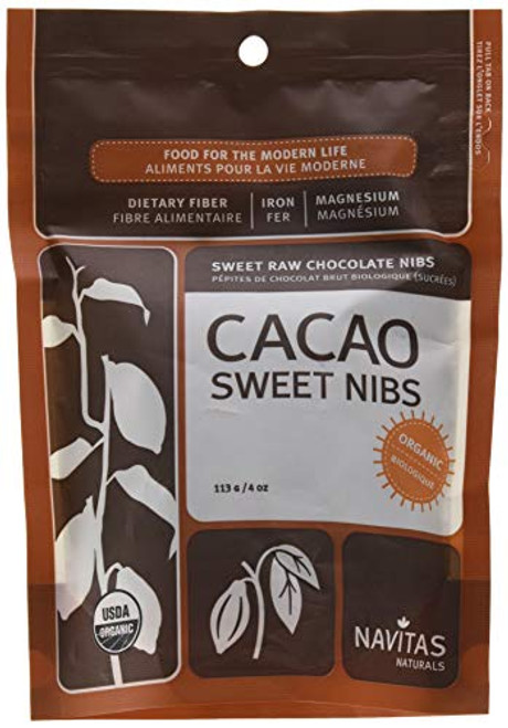 Navitas Naturals Organic Raw Cacao Nibs Sweetened Pouches 4 Ounce