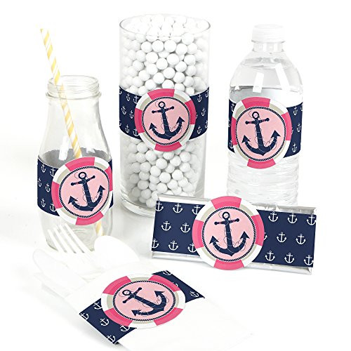 Ahoy - Nautical Girl - DIY Party Supplies - Baby Shower or Birthday Party DIY Wrapper Favors & Decorations - Set of 15 Ahoy - Nautical Girl - DIY Party Supplies - Baby Shower or Birthday Party DIY Wrapper Favors & Decorations - Set of 15