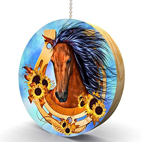 Gotham Decor Horse in Horseshoe Hardwood Fan Light Pull