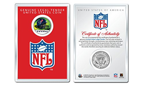 HOUSTON TEXANS NFL Helmet JFK Half Dollar U.S. Coin w NFL Display Case LICENSED HOUSTON TEXANS NFL Helmet JFK Half Dollar U.S. Coin w NFL Display Case LICENSED