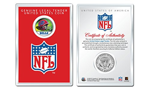 BUFFALO BILLS NFL Helmet JFK Half Dollar U.S. Coin w NFL Display Case LICENSED BUFFALO BILLS NFL Helmet JFK Half Dollar U.S. Coin w NFL Display Case LICENSED