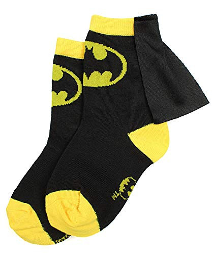 DC Comics Batman Black Yellow Youth Boys Caped Crew Socks  7-9