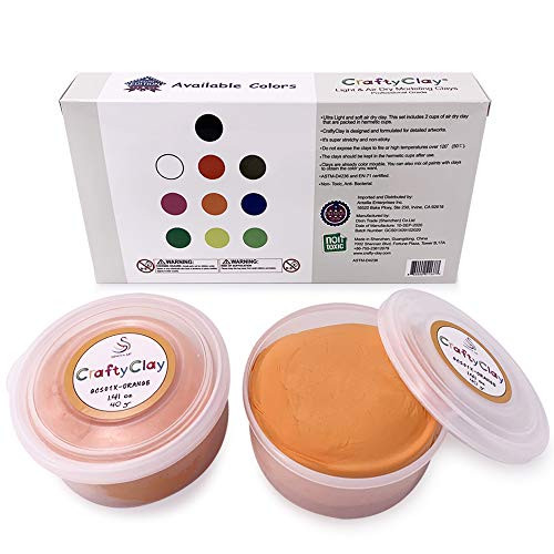 Genova Art CraftyClay   Air Dry Modeling Art Clay for Professionals  and  Kids -2 Cups  Orange    Higher Grade Texture for Detailed Art Works