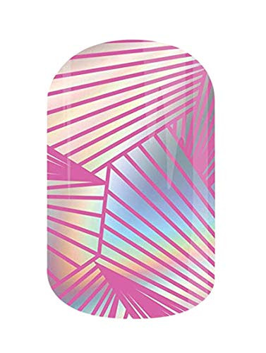 Sound Check - Jamberry Nail Wraps - Full Sheet - Pink Crisscross Lines on Silver Holographic