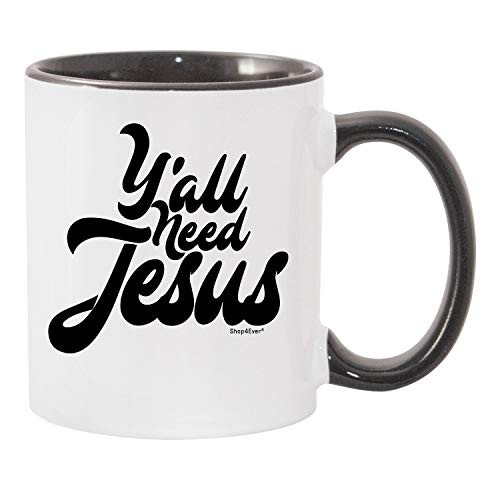 Shop4Ever Yall Need Jesus Black Handle Ceramic Coffee Mug Tea Cup