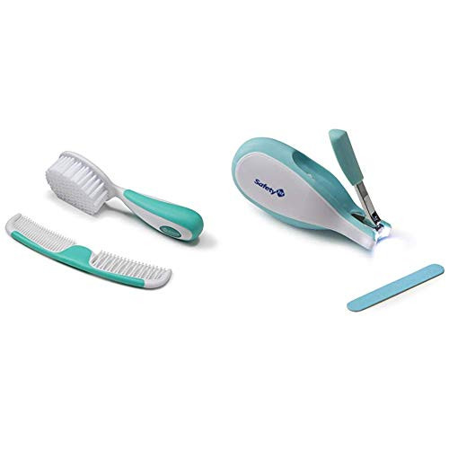 Safety 1st Easy Grip Brush and Comb Colors May Vary with Safety 1st Sleepy Baby Nail Clipper  Colors May Vary