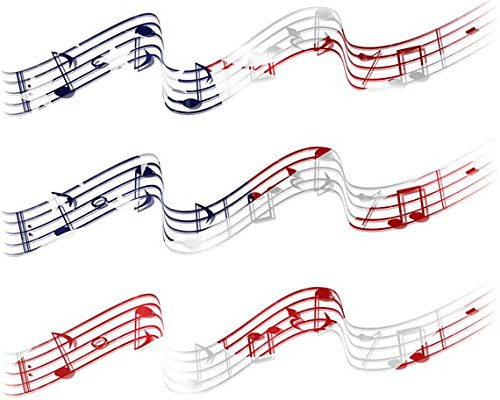 Patriotic Musical Notes Band Birthdays - Cake Side Strip - Edible Cake Cupcake Party Topper - D22866