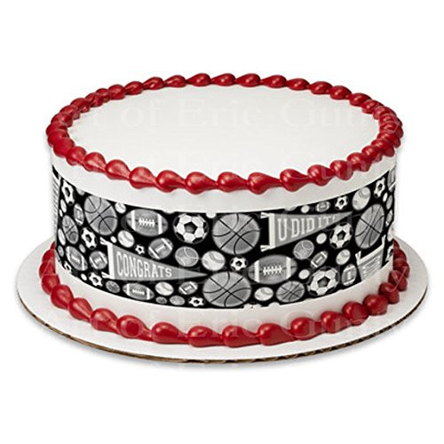 Sports Grad Graduation - Cake Side Strip - Edible Cake Cupcake Party Topper - D22039