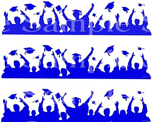 Blue Graduation Party - D24414 - Side Strip - 2D Edible Cake Party Topper - D24414