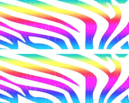 Rainbow Zebra Print - Cake Side Strip - Edible Cake Cupcake Party Topper - D22425