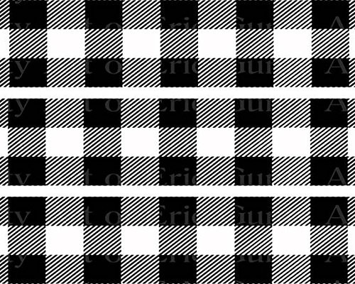 Black Plaid Birthday - Cake Side Strip - Edible Cake Cupcake Party Topper - D22689