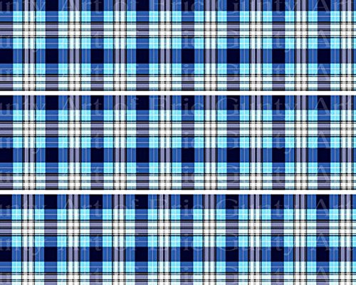Blue Plaid Birthday - Cake Side Strip - Edible Cake Cupcake Party Topper - D22725
