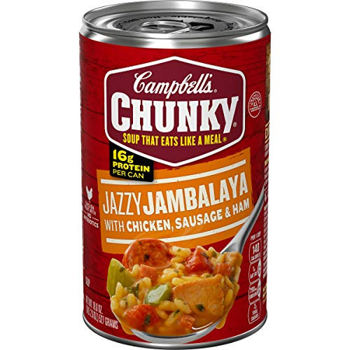 Campbells Chunky Soup Jazzy Jambalaya with Chicken Sausage and Ham Soup 18.6 Ounce Can Campbells Chunky Soup Jazzy Jambalaya with Chicken Sausage and Ham Soup 18.6 Ounce Can