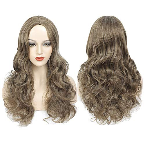 MRTOUMO Long Wavy Synthetic Wigs 24 inch Ombre Ash Blonde Middle Part Looking Natural Hair Wigs For Women Cosplay Wigs Heat Resistant Fiber  Ombre Ash Blonde