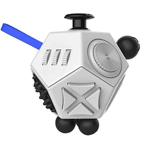 AISILUN Fidget Cube 12 Sided Relieves Stress Anxiety Anti Depression Cube Fidget Dodecagon for Children and Adults with ADHD ADD OCD Autism Teens  White