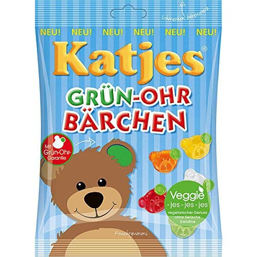 German Katjes GrUn Ohr Barchen  Green Ear Bears  Fruit Gums 200g