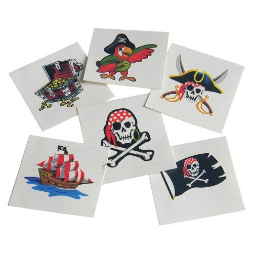 Pirate Temporary Tattoos - Pack of 288 - 1 1 2 Inch Square
